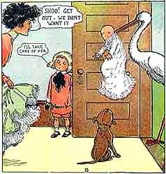 Buster Brown stork cartoon