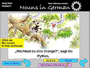 Spot the nouns in a German sentence