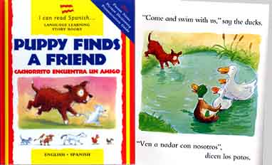 Puppy finds a Friend - Spanish-English bilingual book