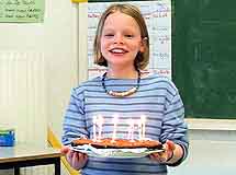 Celebrating a pupil's birthday in a French classroom